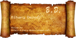 Bihary Dezső névjegykártya