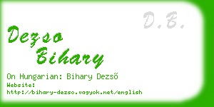 dezso bihary business card