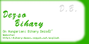 dezso bihary business card
